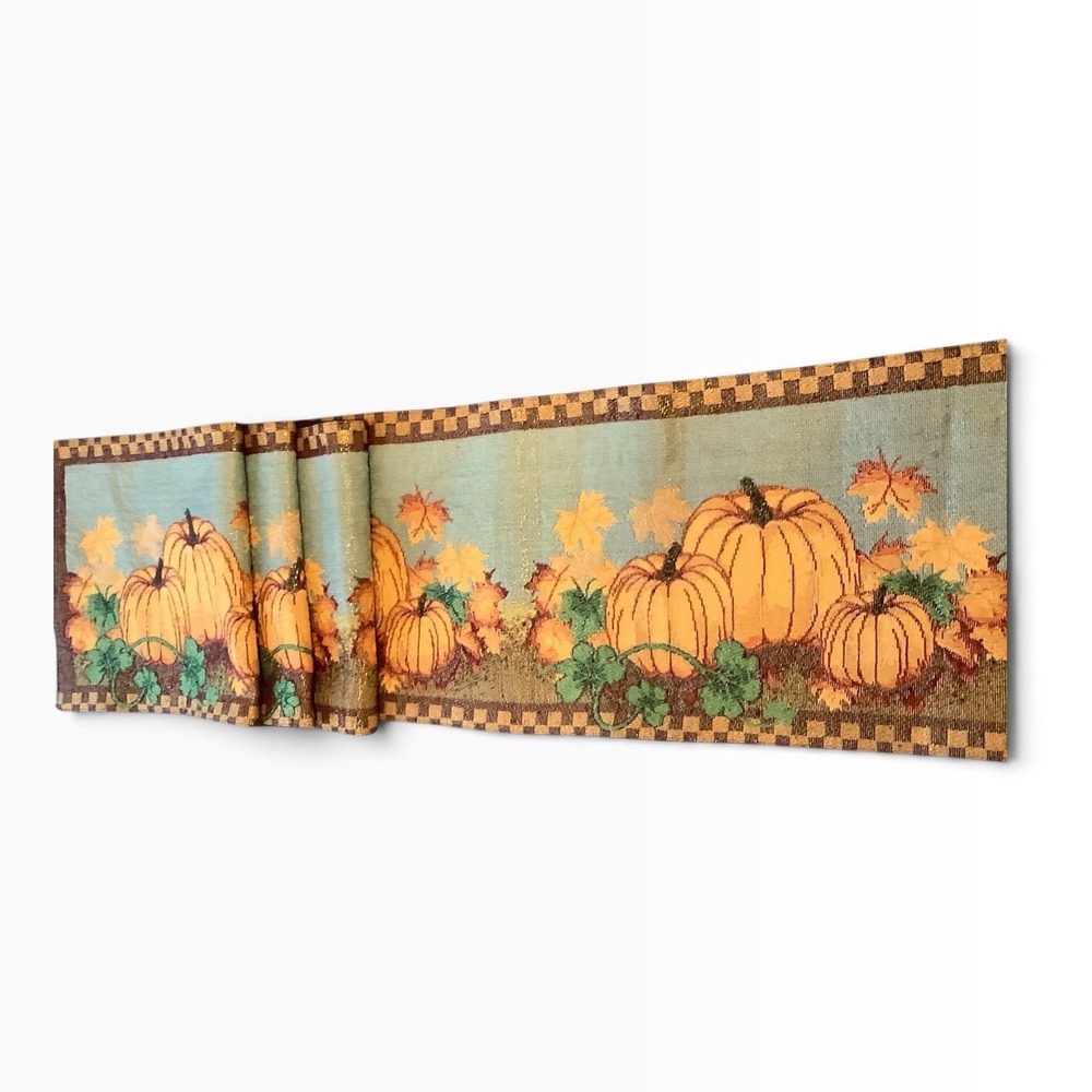 Autumn Pumpkin Woven Tapestry Table Runner Harvest Fall Thanksgiving Decor 72x13